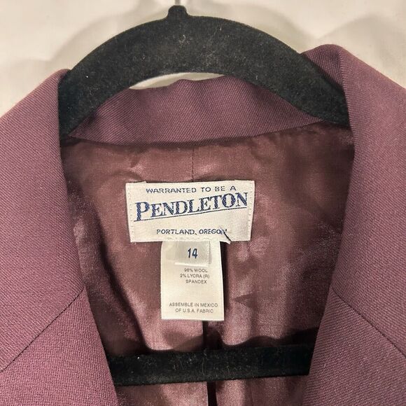 Pendleton Wool Blend Jacket Women's 14 Solid Burgundy 2 Button Front - Picture 4 of 8
